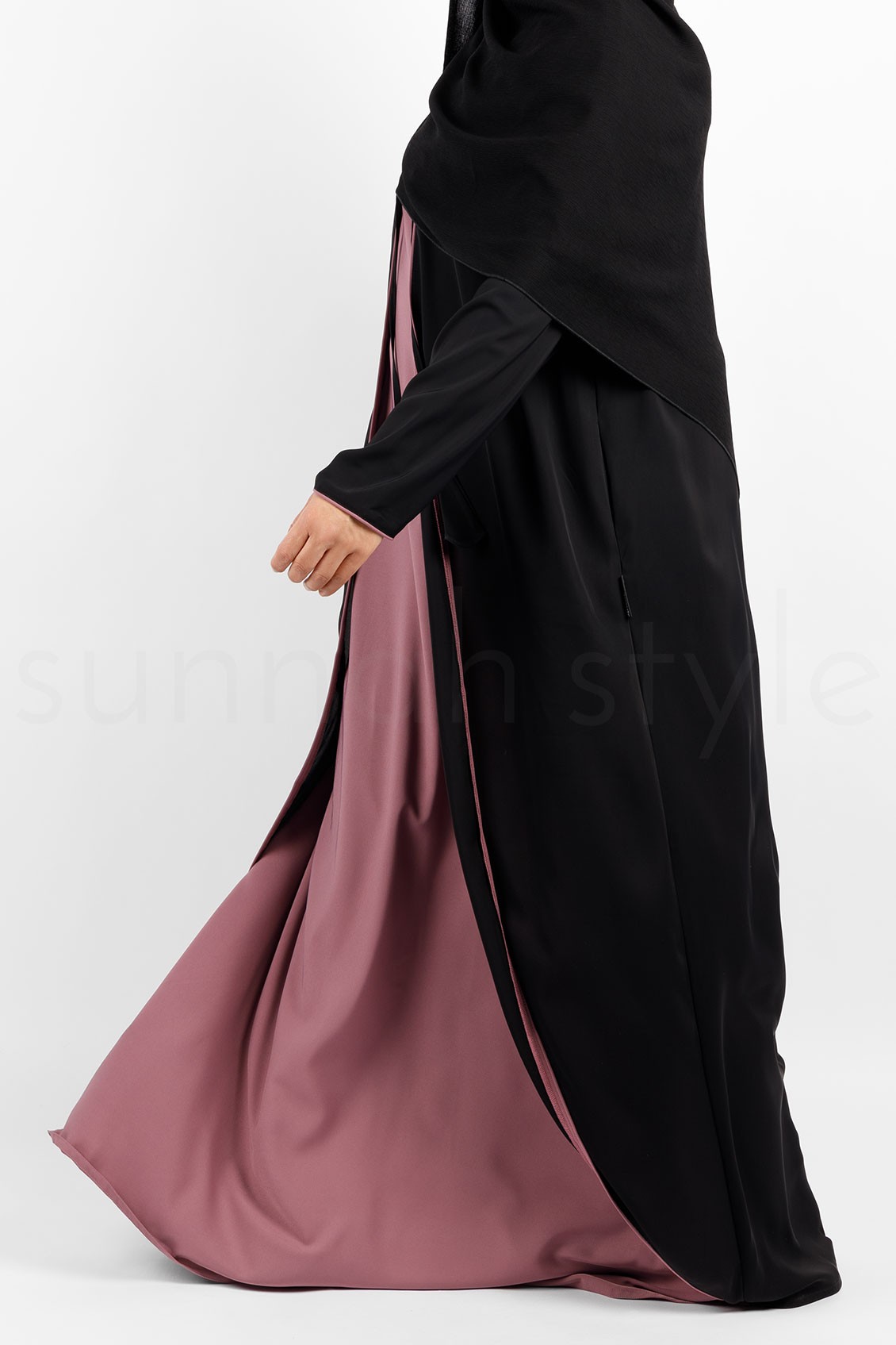 Sunnah Style Bloom Two Tone Abaya Black Rosewood